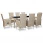 Preview: ARDEBO.de - 9-tlg. Garten-Essgruppe mit Auflagen Poly Rattan Beige