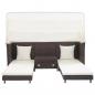Preview: Ausziehbares 3-Sitzer-Schlafsofa mit Dach Poly Rattan Braun