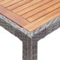 Preview: ARDEBO.de - Gartentisch Grau 190x90x75 cm Poly Rattan und Akazie Massivholz