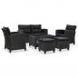 Preview: ARDEBO.de - 6-tlg. Garten-Sofagarnitur mit Auflagen Poly Rattan Schwarz