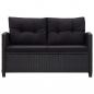 Preview: 2-Sitzer-Gartensofa mit Kissen Schwarz 124 cm Poly Rattan