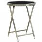 Preview: ARDEBO.de - Beistelltisch Grau 60 cm Poly Rattan und Hartglas