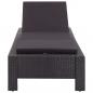 Preview: Sonnenliege mit Auflage Schwarz Poly Rattan