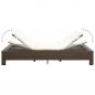 Preview: 2-Personen-Sonnenliege mit Auflage Braun Poly Rattan