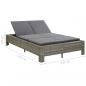 Preview: 2-Personen-Sonnenliege mit Auflage Grau Poly Rattan