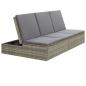 Preview: Sonnenliege mit Auflage Poly Rattan Grau