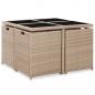 Preview: 5-tlg. Garten-Essgruppe mit Auflagen Poly Rattan Beige