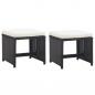 Preview: ARDEBO.de - Gartenhocker 2 Stk. mit Sitzkissen Poly Rattan Schwarz