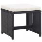 Preview: Gartenhocker 2 Stk. mit Sitzkissen Poly Rattan Schwarz