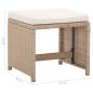 Preview: ARDEBO.de - Gartenhocker 2 Stk. mit Sitzkissen Poly Rattan Beige