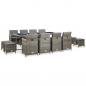 Preview: ARDEBO.de - 13-tlg. Garten-Essgruppe mit Auflagen Poly Rattan Grau