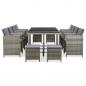 Preview: 13-tlg. Garten-Essgruppe mit Auflagen Poly Rattan Grau