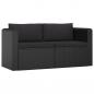 Preview: 2-tlg. Garten-Sofagarnitur mit Auflagen Poly Rattan Schwarz