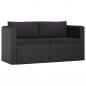 Preview: 2-tlg. Garten-Sofagarnitur mit Auflagen Poly Rattan Schwarz