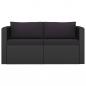 Preview: 2-tlg. Garten-Sofagarnitur mit Auflagen Poly Rattan Schwarz