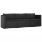 Preview: 3-tlg. Garten-Sofagarnitur mit Auflagen Poly Rattan Schwarz