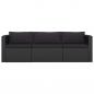 Preview: 3-tlg. Garten-Sofagarnitur mit Auflagen Poly Rattan Schwarz