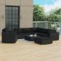 Preview: ARDEBO.de - 8-tlg. Garten-Lounge-Set mit Auflagen Poly Rattan Schwarz