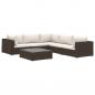 Preview: 6-tlg. Garten-Lounge-Set mit Auflagen Poly Rattan Braun