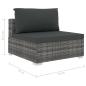Preview: 6-tlg. Garten-Lounge-Set mit Auflagen Poly Rattan Grau