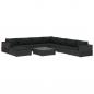 Preview: 9-tlg. Garten-Lounge-Set mit Auflagen Poly Rattan Schwarz