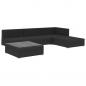 Preview: 5-tlg. Garten-Lounge-Set mit Auflagen Poly Rattan Schwarz