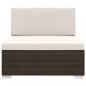 Preview: Modular-Sofa-Mittelteil 1 Stk. + Auflagen Poly Rattan Braun 
