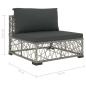 Preview: 6-tlg. Garten-Lounge-Set mit Kissen Poly Rattan Grau