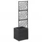 Preview: Hochbeet mit Rankgitter 1 Topf 30x30x107cm Poly Rattan Schwarz