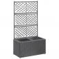 Preview: ARDEBO.de - Hochbeet mit Rankgitter 2 Töpfe 58×30×107cm Poly Rattan Schwarz