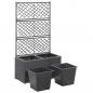 Preview: Hochbeet mit Rankgitter 2 Töpfe 58×30×107cm Poly Rattan Schwarz