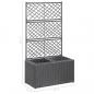 Preview: Hochbeet mit Rankgitter 2 Töpfe 58×30×107cm Poly Rattan Schwarz