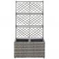 Preview: Hochbeet mit Rankgitter 2 Töpfe 58×30×107cm Poly Rattan Grau