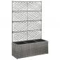 Preview: ARDEBO.de - Hochbeet mit Rankgitter 3 Töpfe 83×30×130cm Poly Rattan Grau