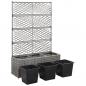 Preview: Hochbeet mit Rankgitter 3 Töpfe 83×30×130cm Poly Rattan Grau