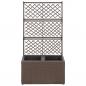 Preview: Hochbeet mit Rankgitter 2 Töpfe 58×30×107cm Poly Rattan Braun