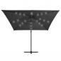 Preview: Ampelschirm mit LED-Leuchten und Stahlmast 250x250cm Anthrazit