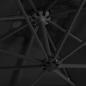 Preview: Ampelschirm mit LED-Leuchten und Stahlmast 250 x 250 cm Schwarz
