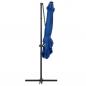Preview: Ampelschirm mit LED-Leuchten und Stahlmast 250x250cm Azurblau