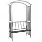 Preview: ARDEBO.de - Rosenbogen mit Bank Schwarz 128x50x207 cm Eisen 