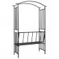 Preview: Rosenbogen mit Bank Schwarz 128x50x207 cm Eisen 