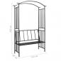Preview: Rosenbogen mit Bank Schwarz 128x50x207 cm Eisen 