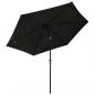 Preview: Sonnenschirm mit LED-Leuchten und Stahlmast 300 cm Schwarz