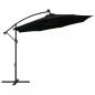 Preview: Ampelschirm mit LED-Leuchten und Stahlmast 300 cm Schwarz