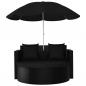 Preview: Gartenbett mit Sonnenschirm Poly Rattan Schwarz