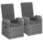 Preview: Garten-Liegestühle 2 Stk. mit Auflagen Poly Rattan Grau