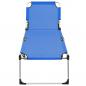 Preview: Senioren-Sonnenliege Extra Hoch Klappbar Blau Aluminium