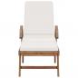 Preview: Sonnenliege mit Auflage Massivholz Teak Creme