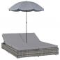 Preview: Outdoor-Loungebett mit Sonnenschirm Poly Rattan Grau