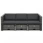 Preview: 4-tlg. Garten-Lounge-Set mit Auflagen Poly Rattan Grau